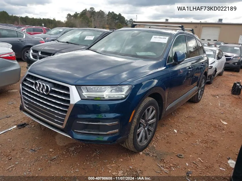 2019 Audi Q7 45 Premium/45 Se Premium VIN: WA1LHAF73KD022189 Lot: 40798608