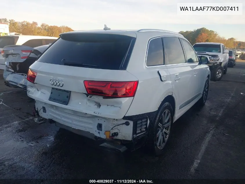 2019 Audi Q7 55 Premium/55 Se Premium VIN: WA1LAAF77KD007411 Lot: 40829037