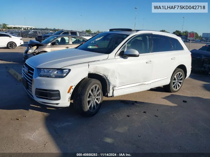 2019 Audi Q7 45 Premium/45 Se Premium VIN: WA1LHAF75KD042718 Lot: 40858283