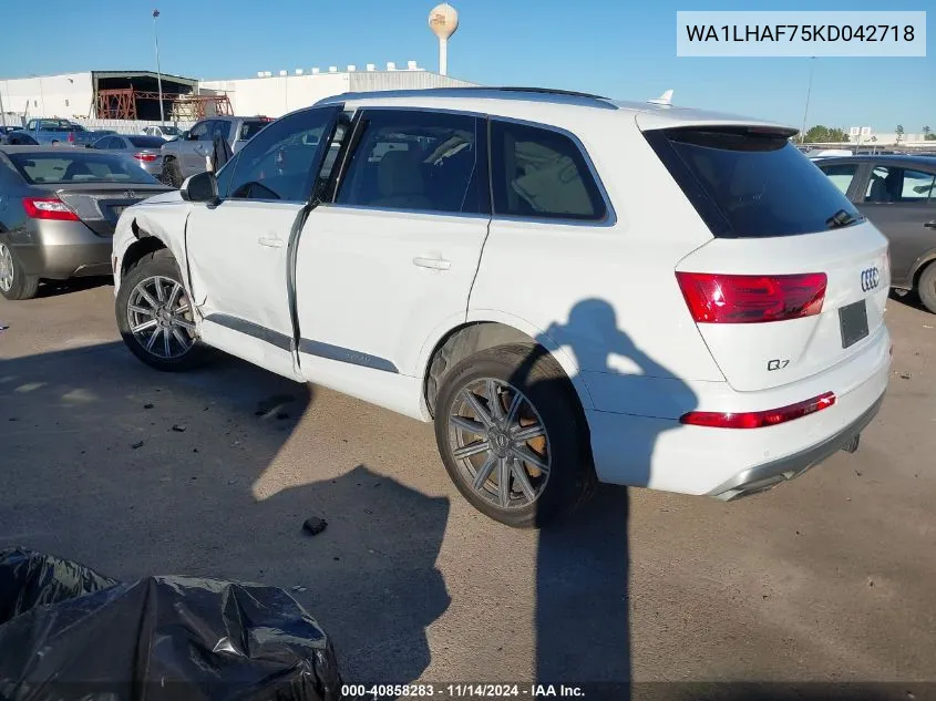 2019 Audi Q7 45 Premium/45 Se Premium VIN: WA1LHAF75KD042718 Lot: 40858283