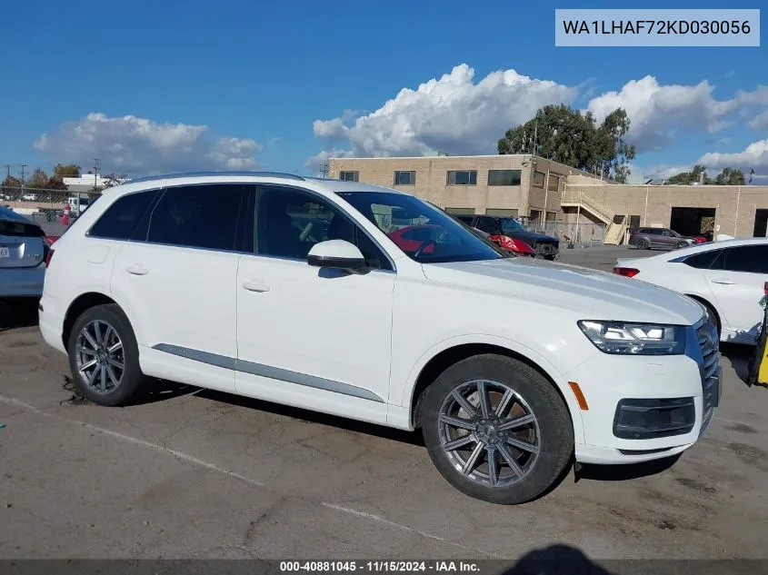 2019 Audi Q7 45 Premium VIN: WA1LHAF72KD030056 Lot: 40881045