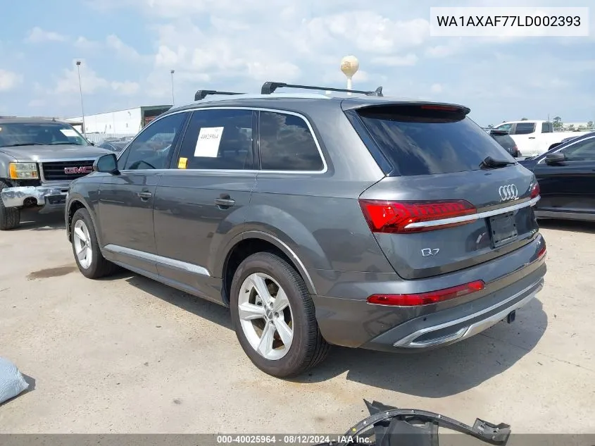 2020 Audi Q7 Premium 55 Tfsi Quattro Tiptronic VIN: WA1AXAF77LD002393 Lot: 40025964