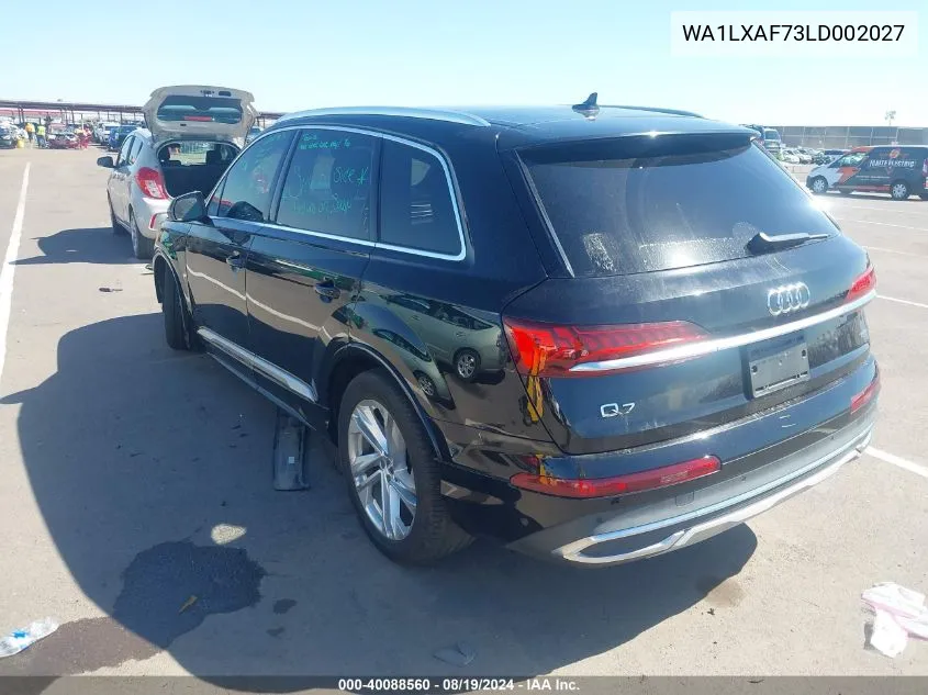 2020 Audi Q7 Premium Plus 55 Tfsi Quattro Tiptronic VIN: WA1LXAF73LD002027 Lot: 40088560