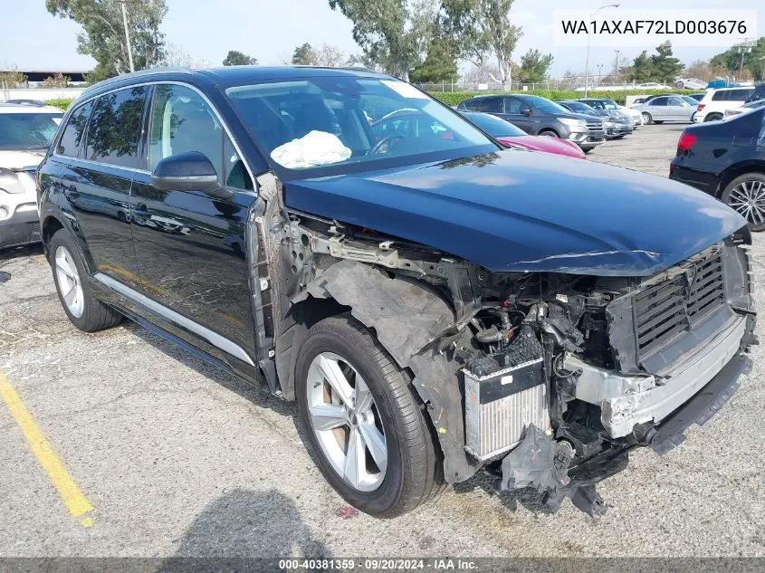 2020 Audi Q7 Premium 55 Tfsi Quattro Tiptronic VIN: WA1AXAF72LD003676 Lot: 40381359