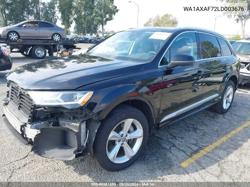 2020 Audi Q7 Premium 55 Tfsi Quattro Tiptronic VIN: WA1AXAF72LD003676 Lot: 40381359