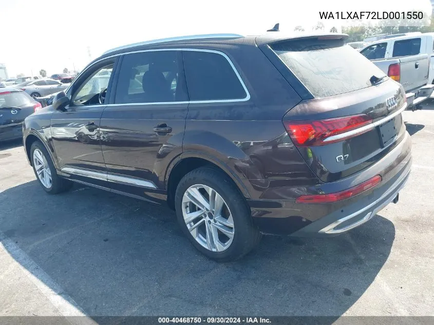 2020 Audi Q7 Premium Plus VIN: WA1LXAF72LD001550 Lot: 40468750