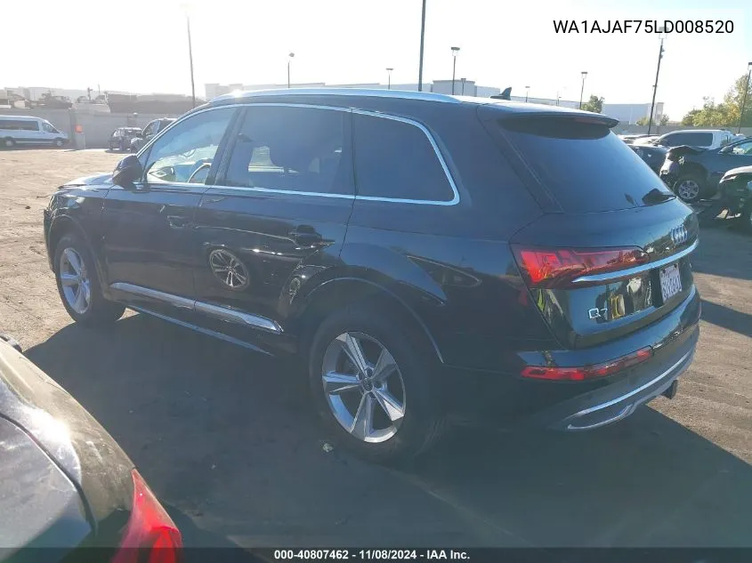 2020 Audi Q7 Premium VIN: WA1AJAF75LD008520 Lot: 40807462