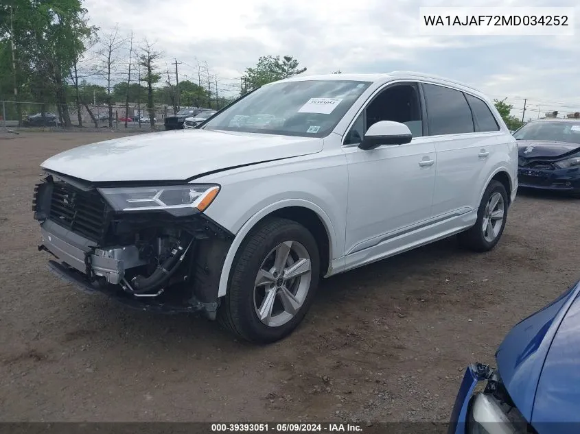 WA1AJAF72MD034252 2021 Audi Q7 Premium 45 Tfsi Quattro Tiptronic