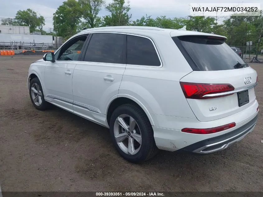 WA1AJAF72MD034252 2021 Audi Q7 Premium 45 Tfsi Quattro Tiptronic