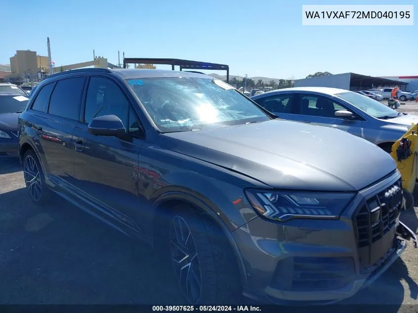 2021 Audi Q7 Prestige 55 Tfsi Quattro Tiptronic VIN: WA1VXAF72MD040195 Lot: 39507625