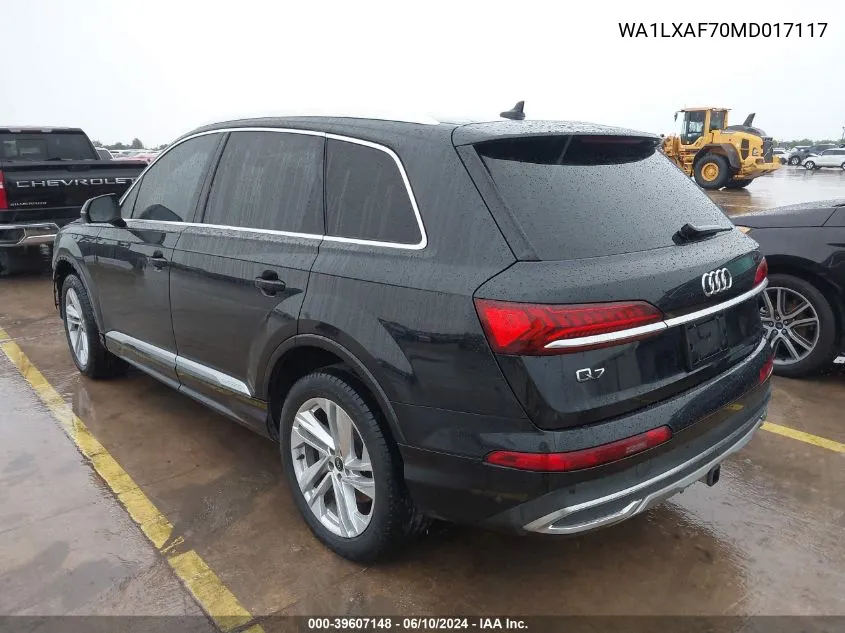 2021 Audi Q7 Premium Plus 55 Tfsi Quattro Tiptronic VIN: WA1LXAF70MD017117 Lot: 39607148