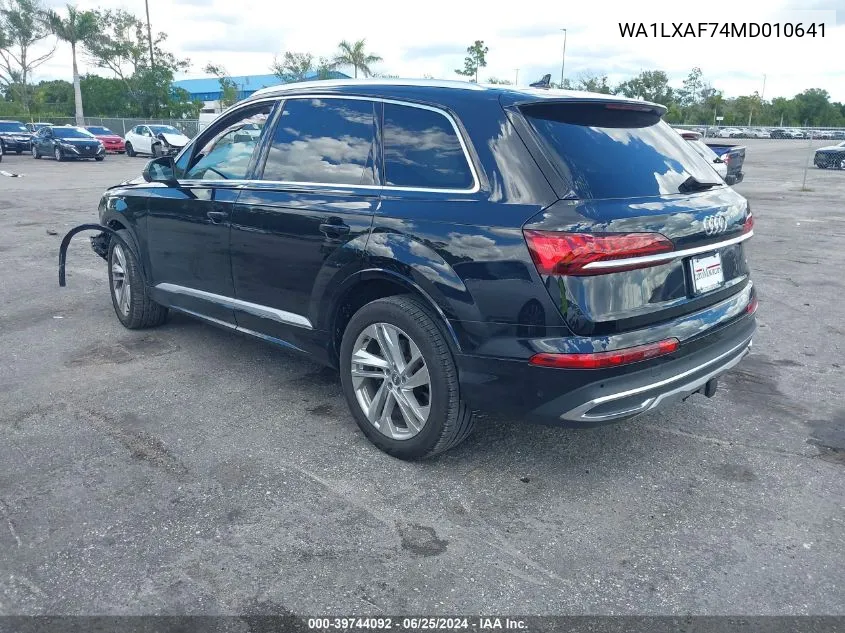 2021 Audi Q7 Premium Plus 55 Tfsi Quattro Tiptronic VIN: WA1LXAF74MD010641 Lot: 39744092