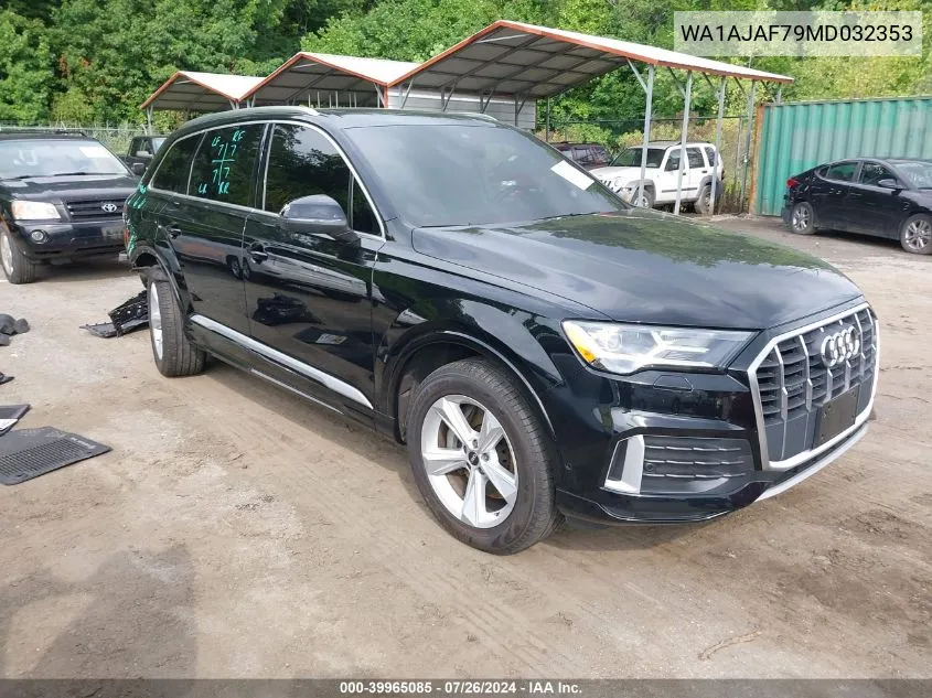 2021 Audi Q7 Premium 45 Tfsi Quattro Tiptronic VIN: WA1AJAF79MD032353 Lot: 39965085