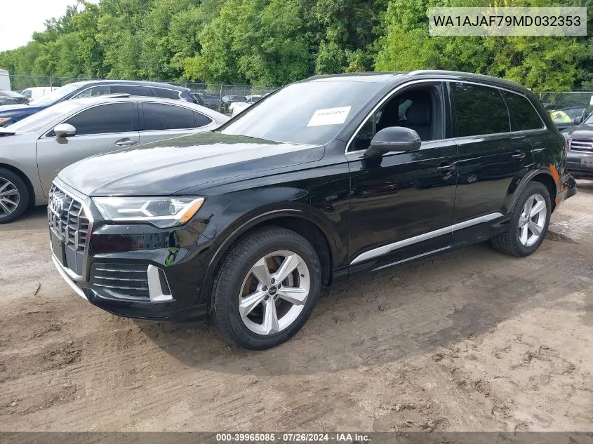 2021 Audi Q7 Premium 45 Tfsi Quattro Tiptronic VIN: WA1AJAF79MD032353 Lot: 39965085