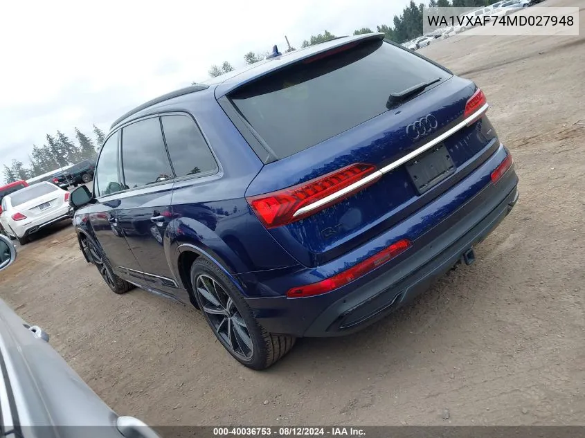 2021 Audi Q7 Prestige 55 Tfsi Quattro Tiptronic VIN: WA1VXAF74MD027948 Lot: 40036753