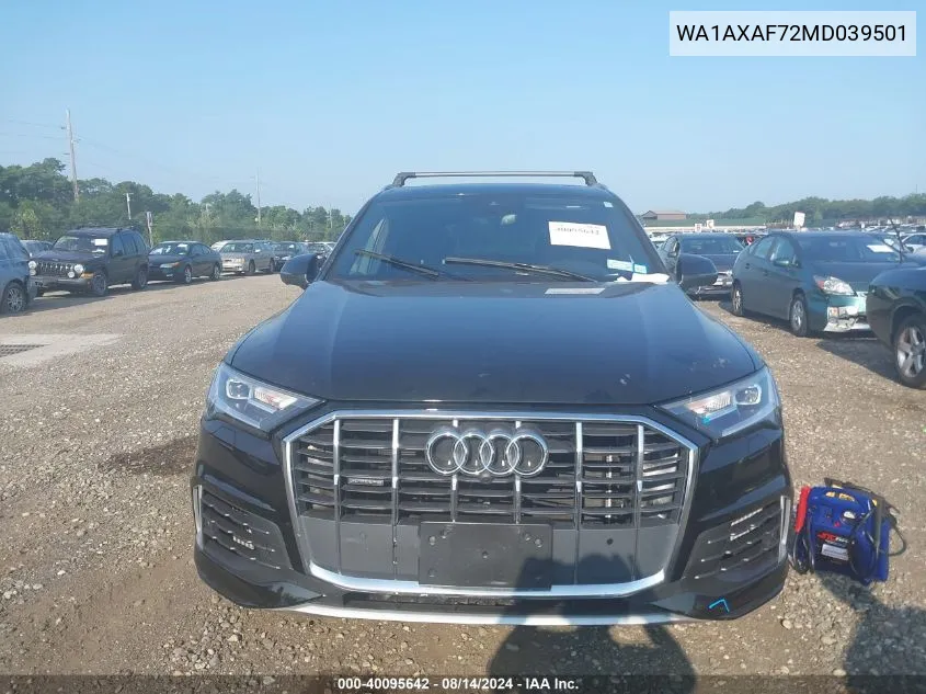 2021 Audi Q7 Premium 55 Tfsi Quattro Tiptronic VIN: WA1AXAF72MD039501 Lot: 40095642