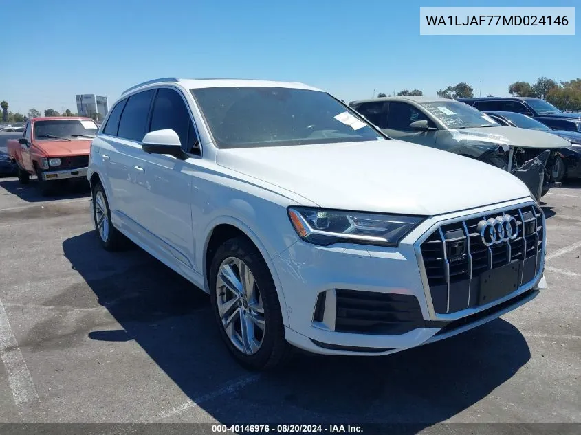 2021 Audi Q7 Premium Plus 45 Tfsi Quattro Tiptronic VIN: WA1LJAF77MD024146 Lot: 40146976