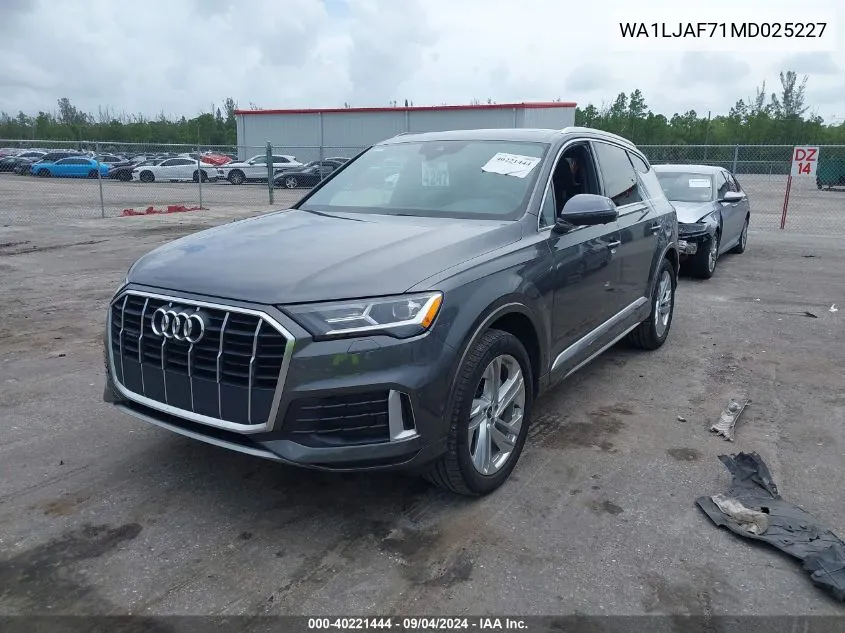 2021 Audi Q7 Premium Plus 45 Tfsi Quattro Tiptronic VIN: WA1LJAF71MD025227 Lot: 40221444