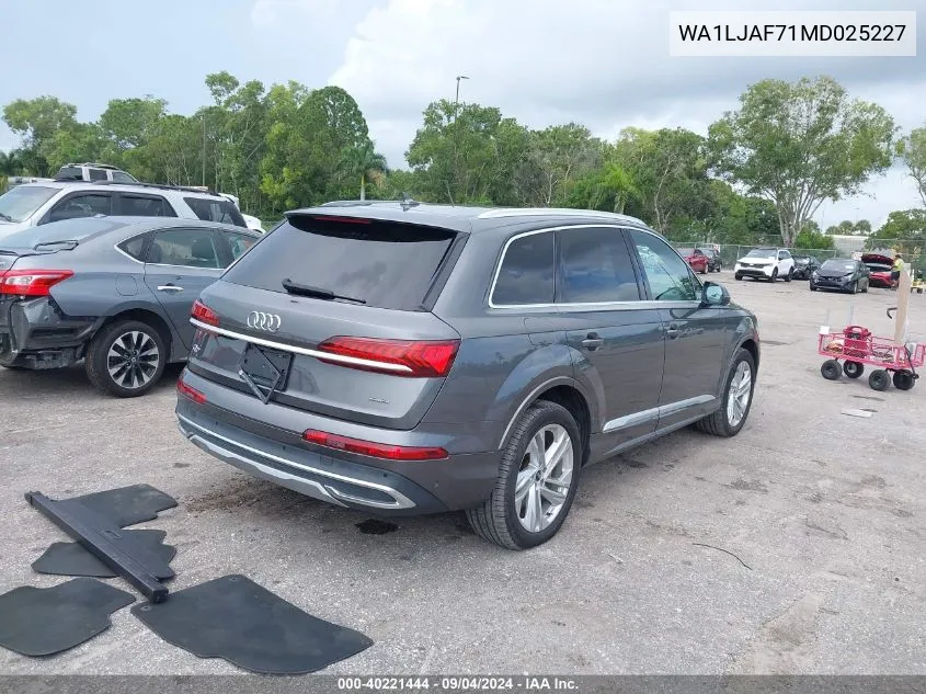 WA1LJAF71MD025227 2021 Audi Q7 Premium Plus 45 Tfsi Quattro Tiptronic