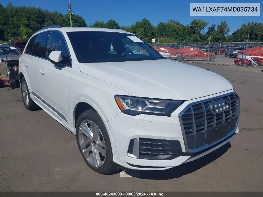 2021 Audi Q7 Premium Plus 55 Tfsi Quattro Tiptronic VIN: WA1LXAF74MD035734 Lot: 40243699