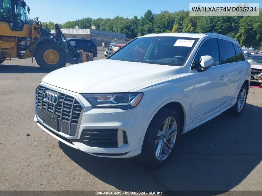 2021 Audi Q7 Premium Plus 55 Tfsi Quattro Tiptronic VIN: WA1LXAF74MD035734 Lot: 40243699