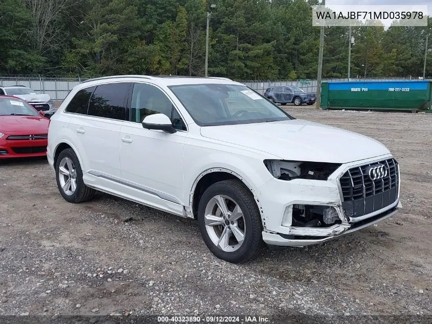 2021 Audi Q7 Premium VIN: WA1AJBF71MD035978 Lot: 40323890