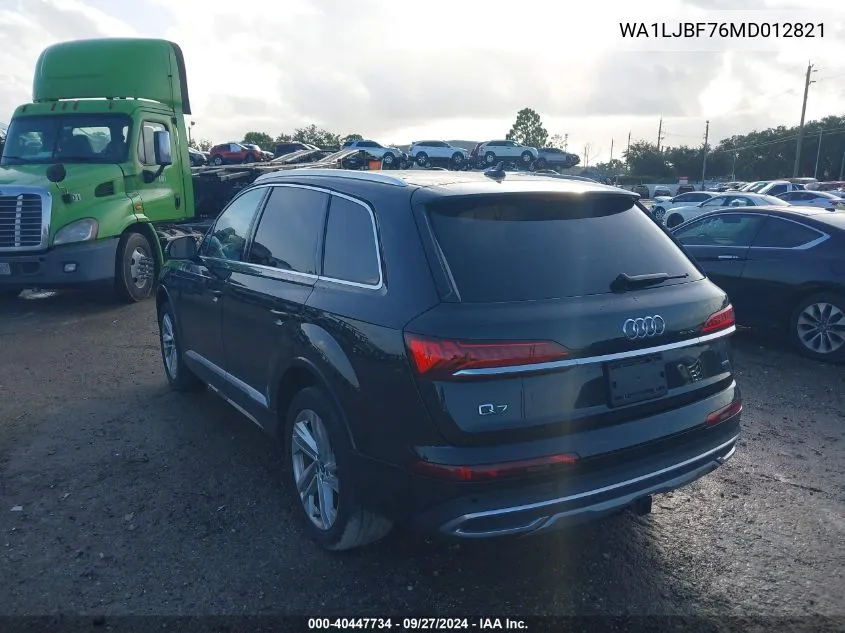 2021 Audi Q7 Premium Plus VIN: WA1LJBF76MD012821 Lot: 40447734