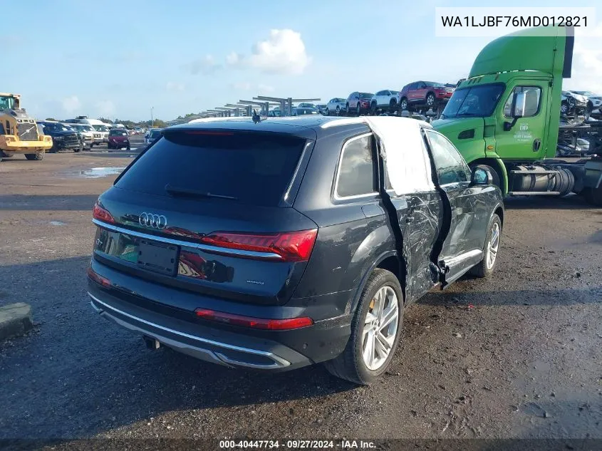 2021 Audi Q7 Premium Plus VIN: WA1LJBF76MD012821 Lot: 40447734