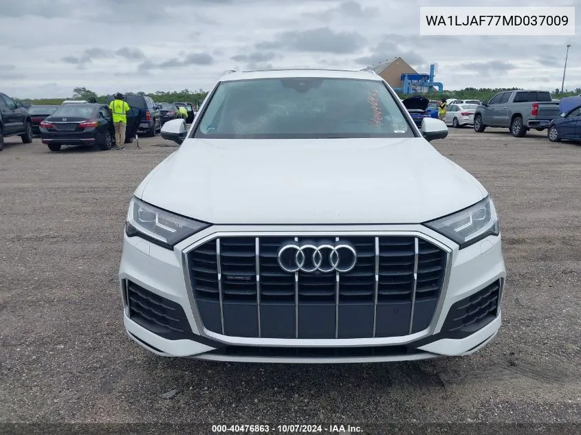 2021 Audi Q7 Premium Plus VIN: WA1LJAF77MD037009 Lot: 40476863