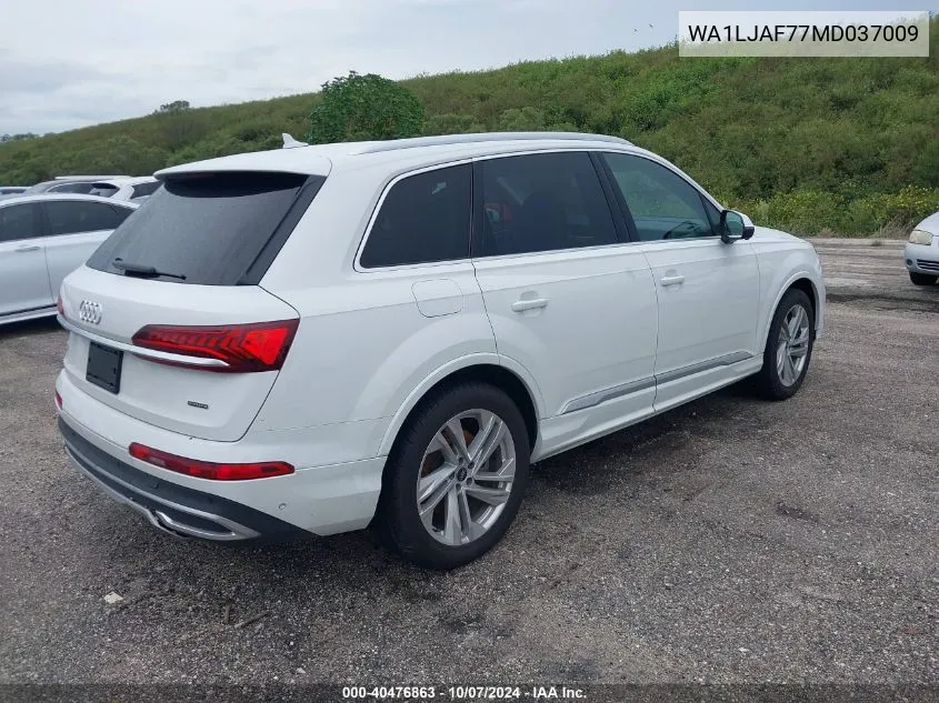 2021 Audi Q7 Premium Plus VIN: WA1LJAF77MD037009 Lot: 40476863