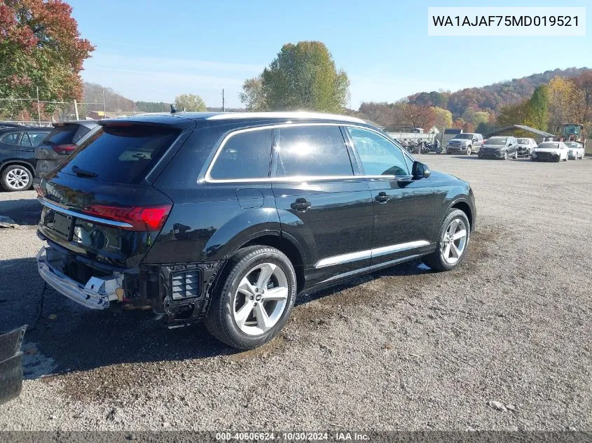 2021 Audi Q7 Premium 45 Tfsi Quattro Tiptronic VIN: WA1AJAF75MD019521 Lot: 40606624