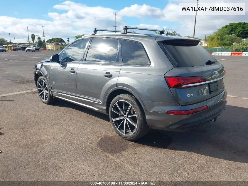 2021 Audi Q7 Premium Plus 55 Tfsi Quattro Tiptronic VIN: WA1LXAF78MD037616 Lot: 40768108