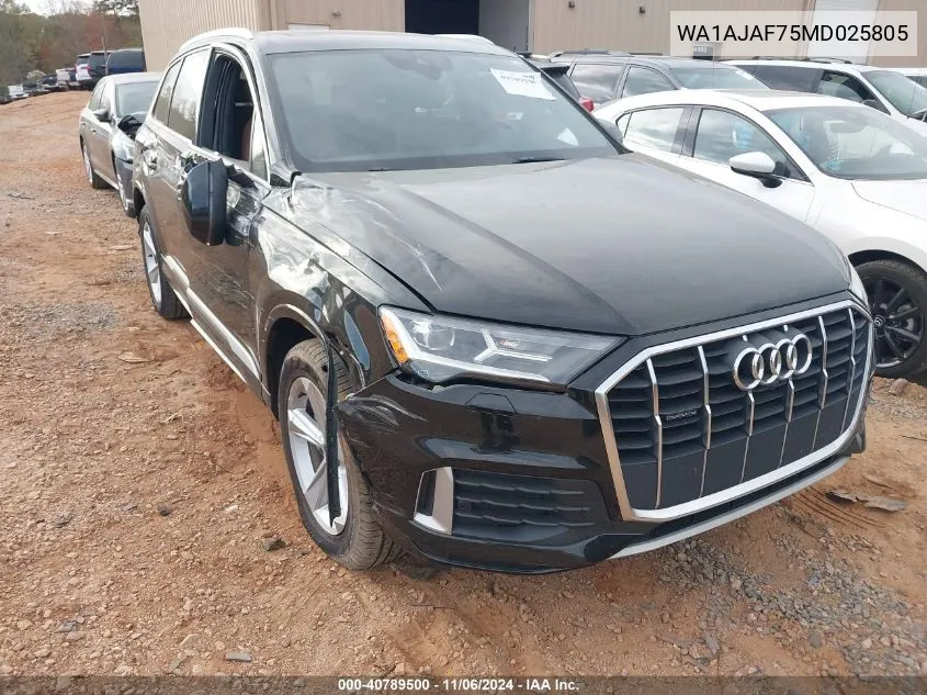 2021 Audi Q7 Premium 45 Tfsi Quattro Tiptronic VIN: WA1AJAF75MD025805 Lot: 40789500