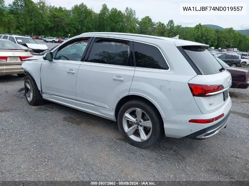 2022 Audi Q7 Premium Plus 45 Tfsi Quattro Tiptronic VIN: WA1LJBF74ND019557 Lot: 39372862