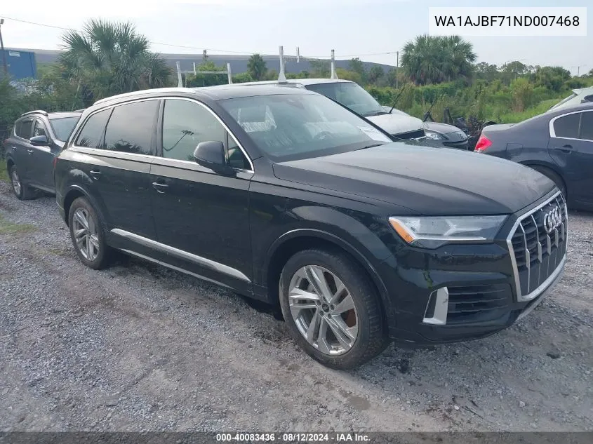 WA1AJBF71ND007468 2022 Audi Q7 Premium 45 Tfsi Quattro Tiptronic