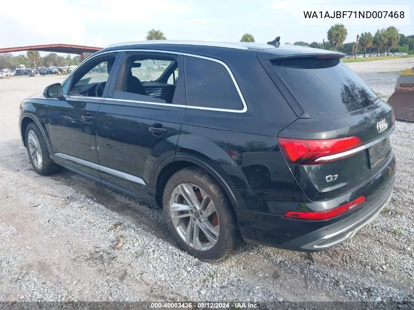 WA1AJBF71ND007468 2022 Audi Q7 Premium 45 Tfsi Quattro Tiptronic