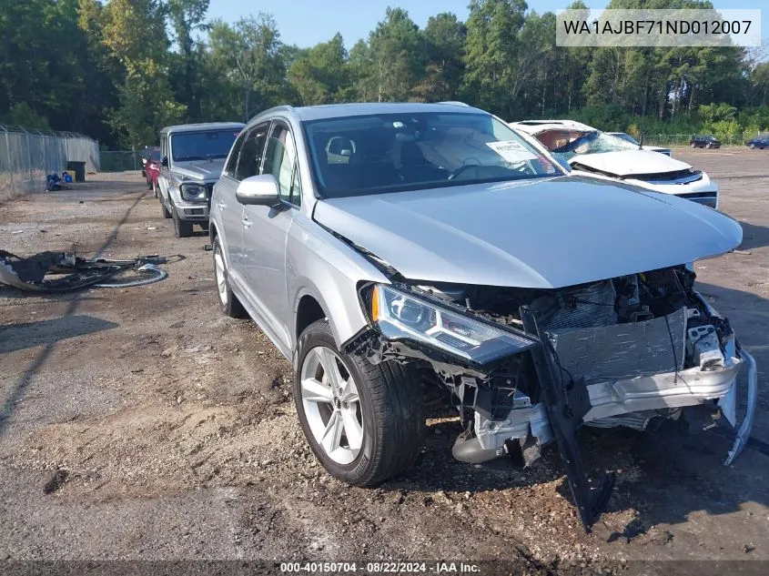 WA1AJBF71ND012007 2022 Audi Q7 Premium 45 Tfsi Quattro Tiptronic