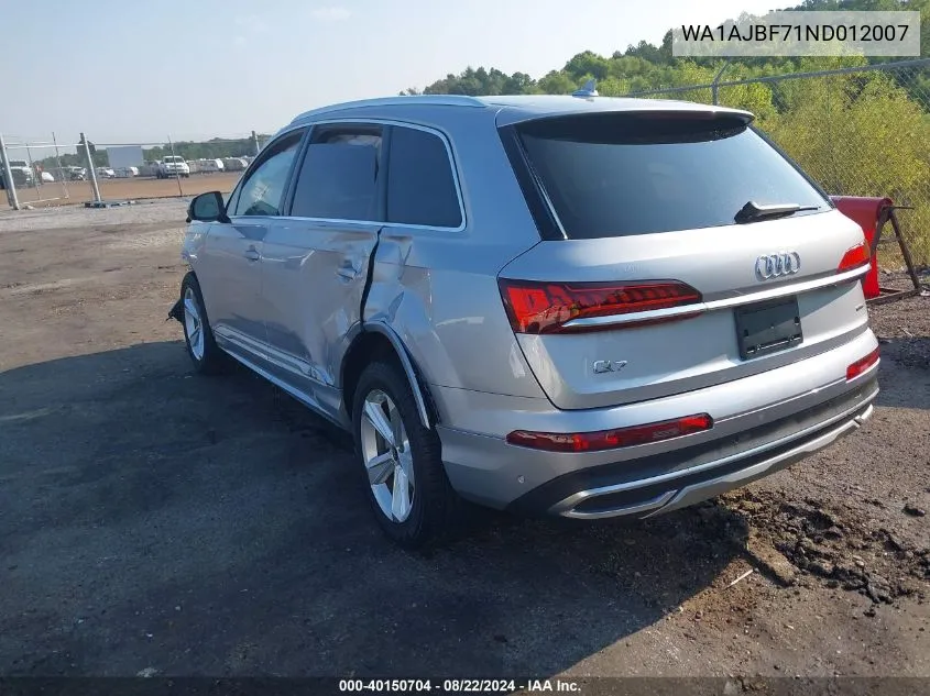 WA1AJBF71ND012007 2022 Audi Q7 Premium 45 Tfsi Quattro Tiptronic