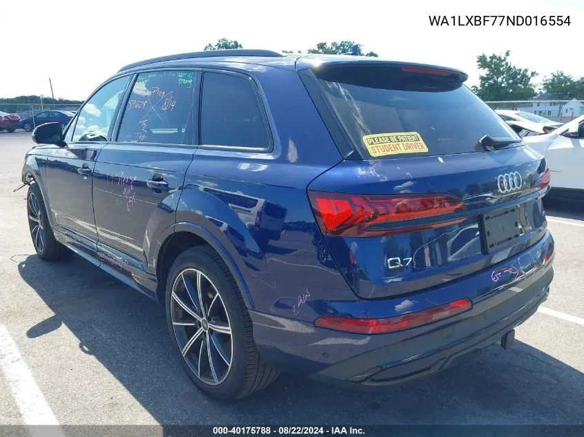 2022 Audi Q7 Premium Plus 55 Tfsi Quattro Tiptronic VIN: WA1LXBF77ND016554 Lot: 40175788