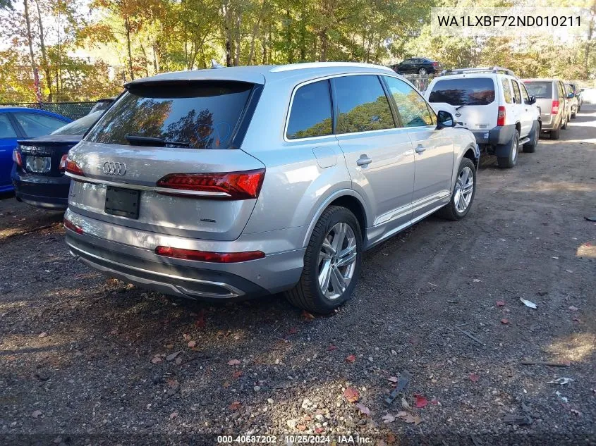 2022 Audi Q7 Premium Plus 55 Tfsi Quattro Tiptronic VIN: WA1LXBF72ND010211 Lot: 40687202