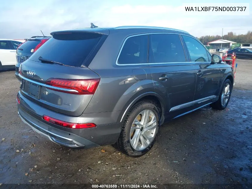 2022 Audi Q7 Premium Plus 55 Tfsi Quattro Tiptronic VIN: WA1LXBF75ND003737 Lot: 40763559