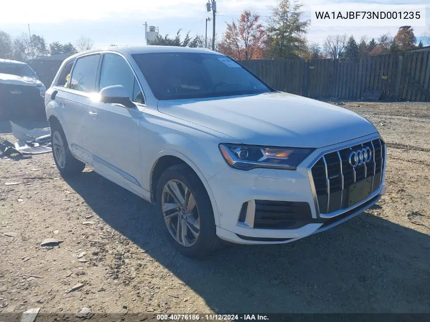 2022 Audi Q7 Premium 45 Tfsi Quattro Tiptronic VIN: WA1AJBF73ND001235 Lot: 40776186