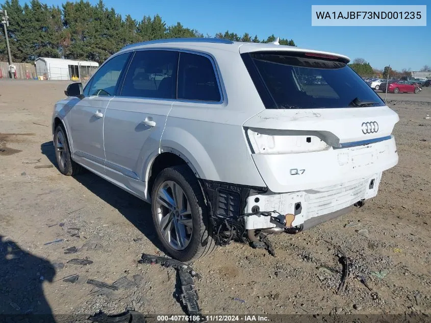 2022 Audi Q7 Premium 45 Tfsi Quattro Tiptronic VIN: WA1AJBF73ND001235 Lot: 40776186