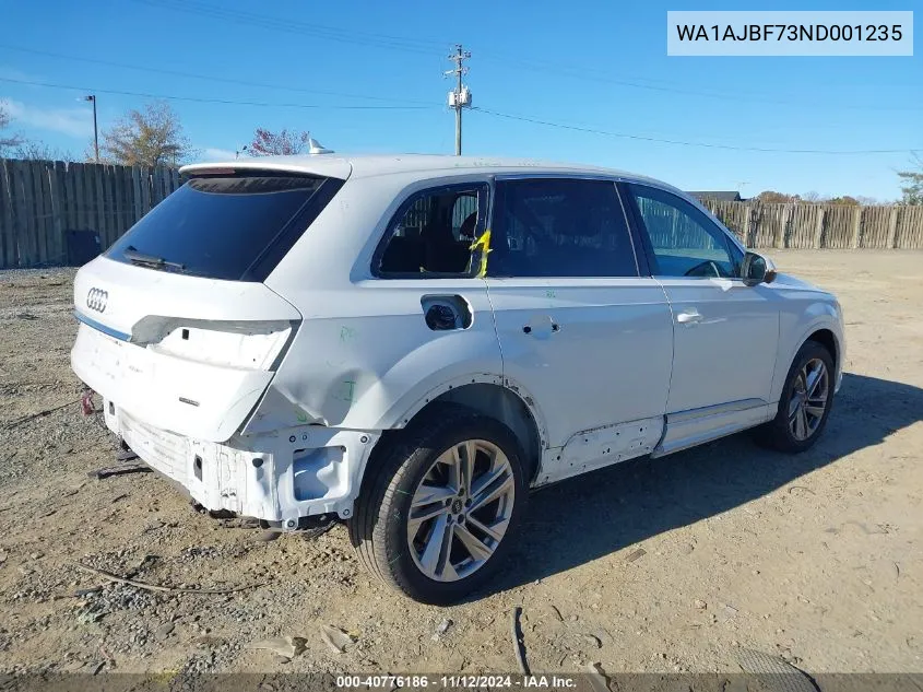 2022 Audi Q7 Premium 45 Tfsi Quattro Tiptronic VIN: WA1AJBF73ND001235 Lot: 40776186