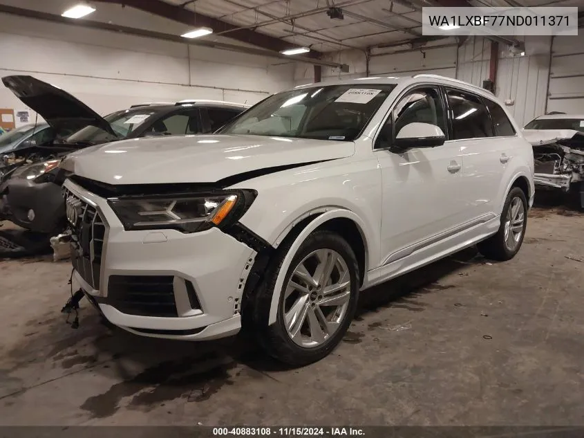 2022 Audi Q7 Premium Plus 55 Tfsi Quattro Tiptronic VIN: WA1LXBF77ND011371 Lot: 40883108