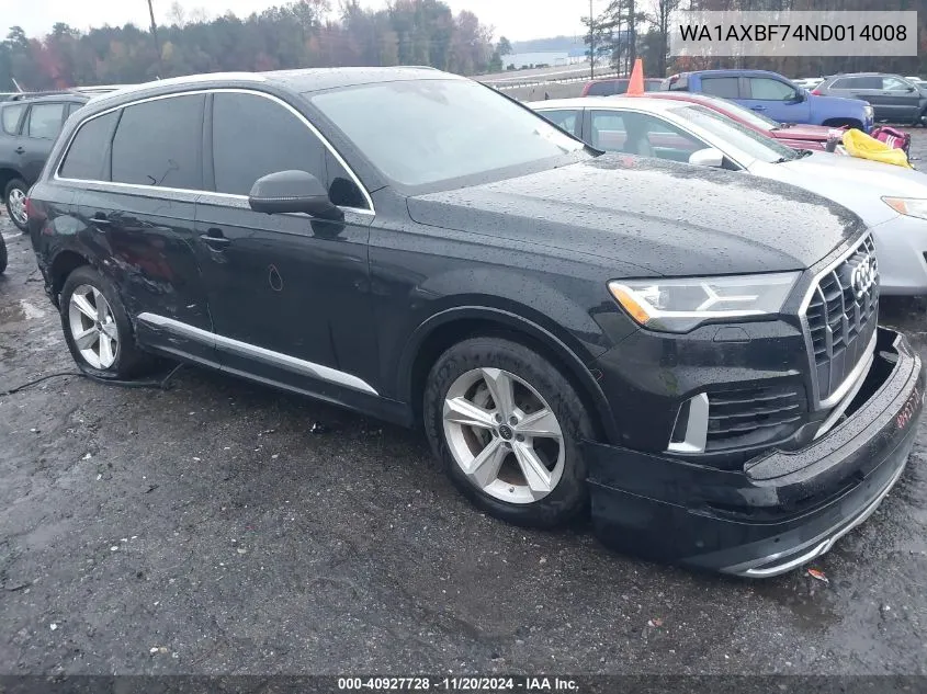 2022 Audi Q7 Premium 55 Tfsi Quattro Tiptronic VIN: WA1AXBF74ND014008 Lot: 40927728