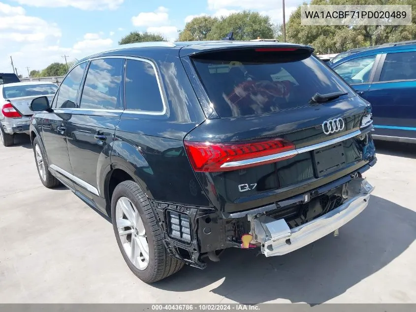 2023 Audi Q7 Premium 45 Tfsi Quattro Tiptronic VIN: WA1ACBF71PD020489 Lot: 40436786