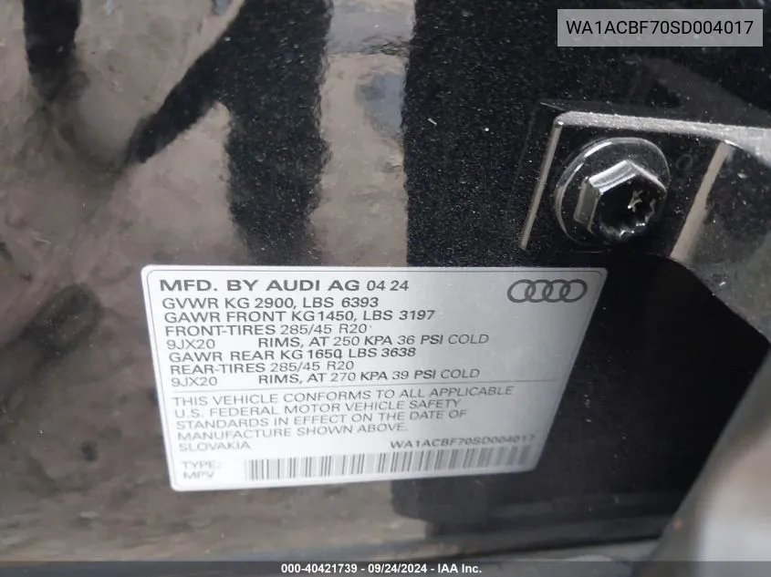 WA1ACBF70SD004017 2025 Audi Q7 Premium 45 Tfsi Quattro Tiptronic