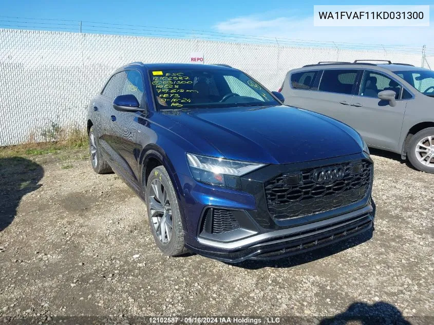 2019 Audi Q8 Prestige S-Line VIN: WA1FVAF11KD031300 Lot: 12102587