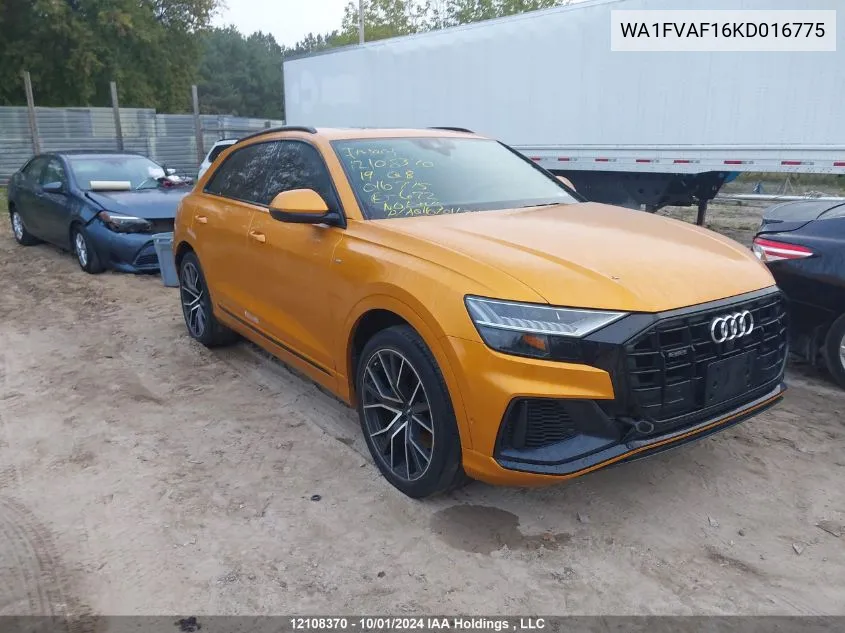 2019 Audi Q8 VIN: WA1FVAF16KD016775 Lot: 12108370